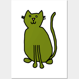 Green Cat Posters and Art